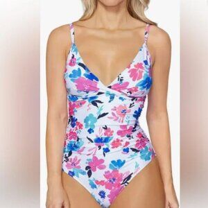 Leilani Brand Women's NWT Size 14 Palmyra One-Piece White Floral Print